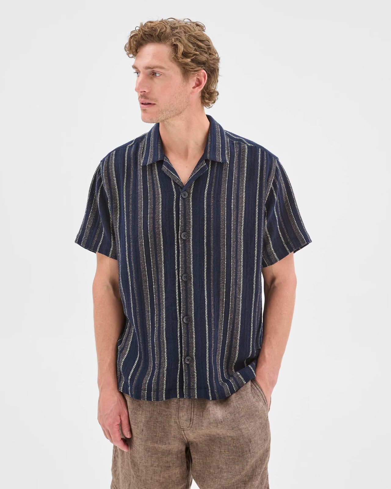 TRENDY SHIRTS #7775 Textured Stripe Short Sleeve Shirt