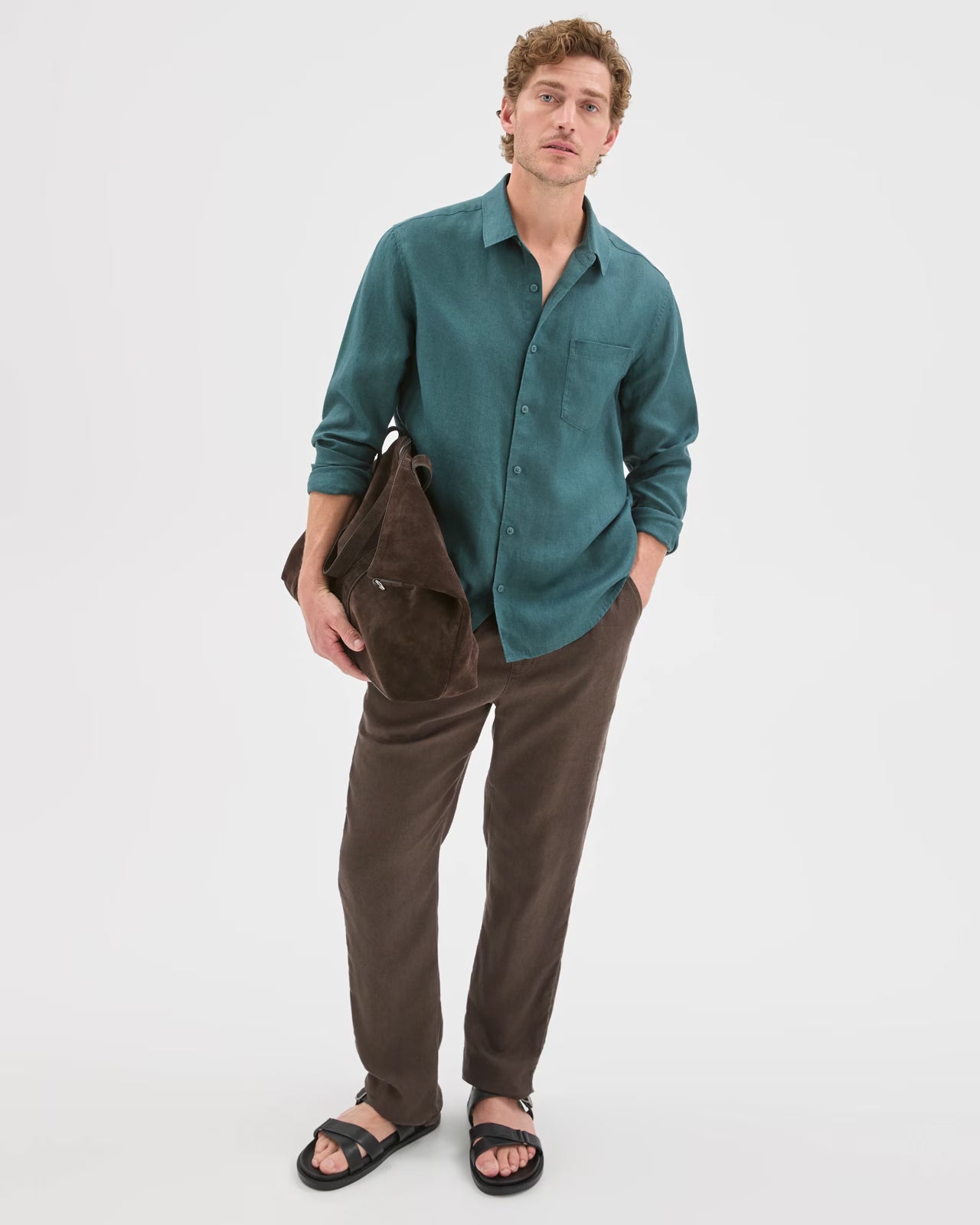 TRENDY SHIRTS #7774 Linen Long Sleeve Shirt - Hunter Green
