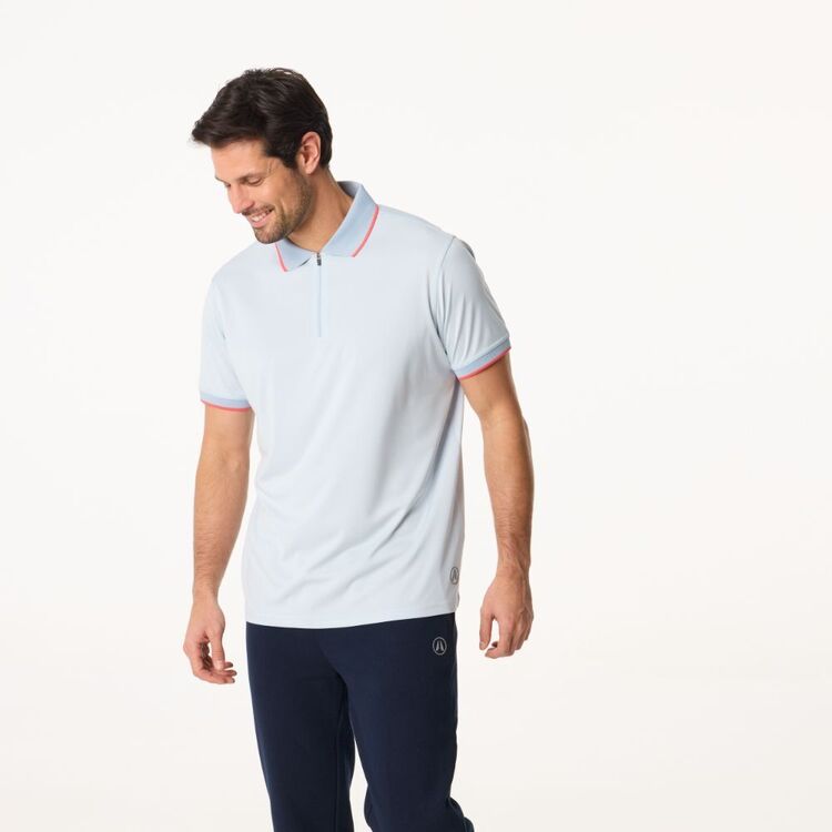 TRENDY SHIRTS #7771 Men's Polo With Zip Sky & Red