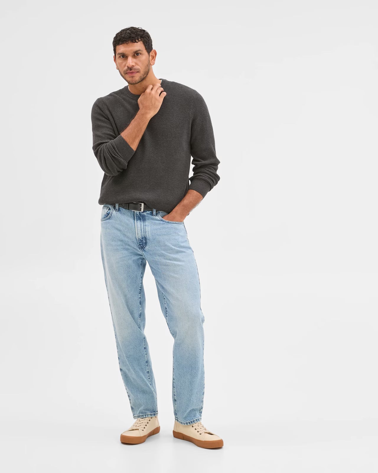 TRENDY SHIRTS #7788 Lightweight Waffle Knit Crew Neck Jumper
