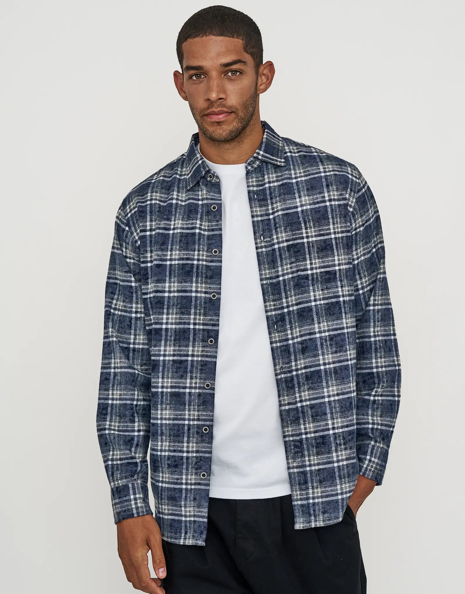 TRENDY SHIRTS #7757 Blast Check Long Sleeve Shirt in Blue