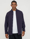 TRENDY SHIRTS #7758 Crimson Check Long Sleeve Shirt in Navy