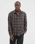 TRENDY SHIRTS #7766 Cotton Boxy Fit Long Sleeve Textured Shirt - Grey Large Check