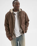 TRENDY SHIRTS #7782  Heavyweight Washed Hooded Worker Jacket - Choc Brown